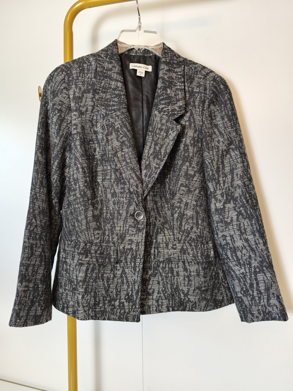 Workwear Business Coldwater Creek Women's Black & Gray Textured Blazer Size 12